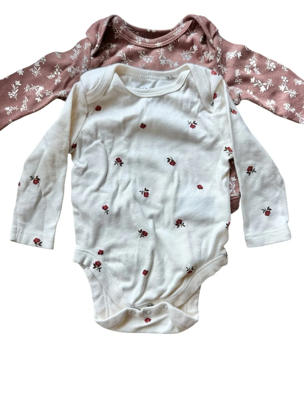 Old Navy long sleeve onesie bodysuit lot size 0-3 month red, pink, floral, brown
